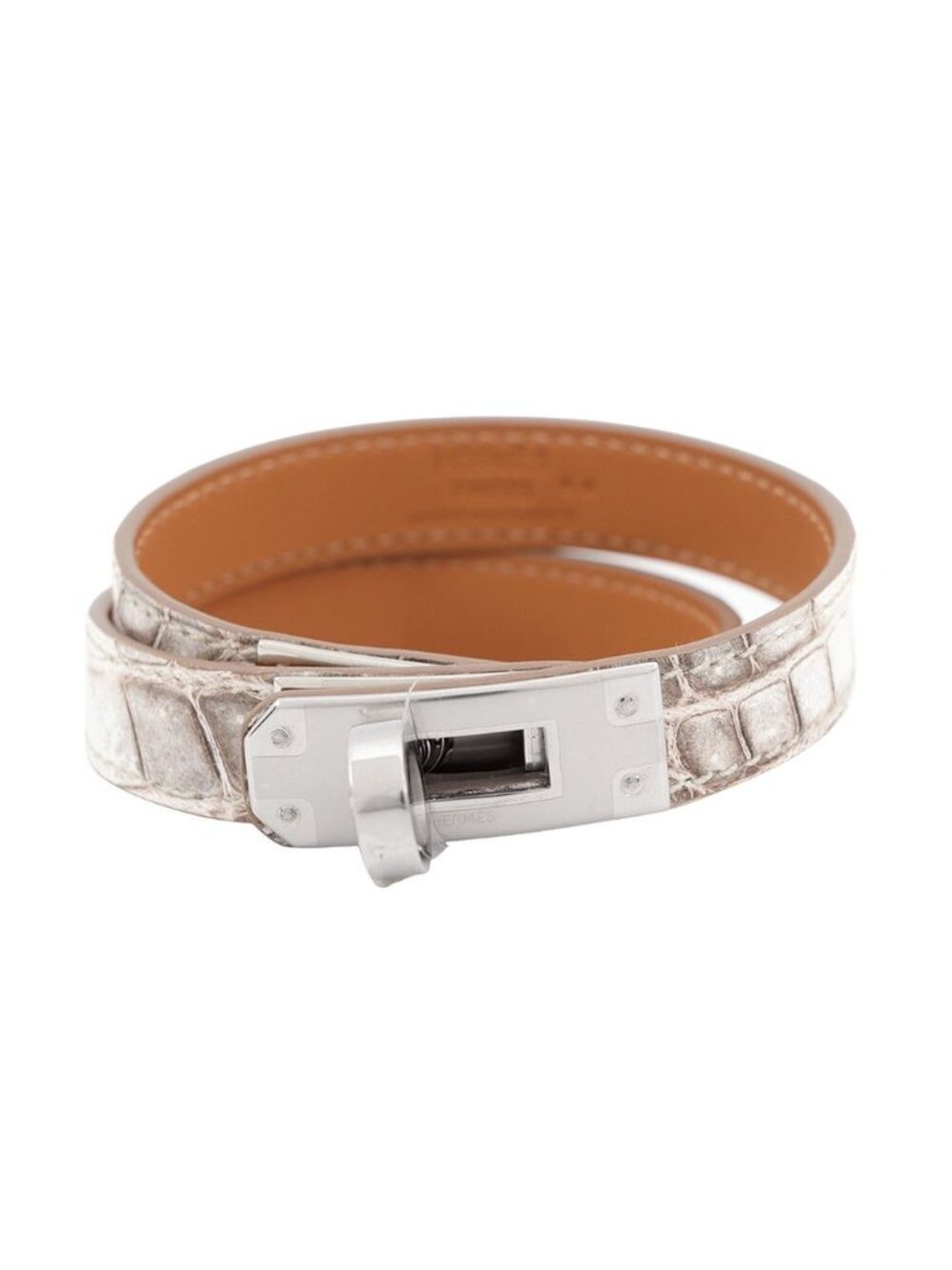 Hermes Bracelet Kelly Double Tour Himalayan Silver Niloticus Mat